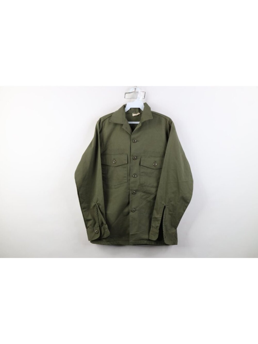 Vtg 70s Vietnam War Mens 14.5 33 Army Shade 507 Utility Button Shirt Green USA